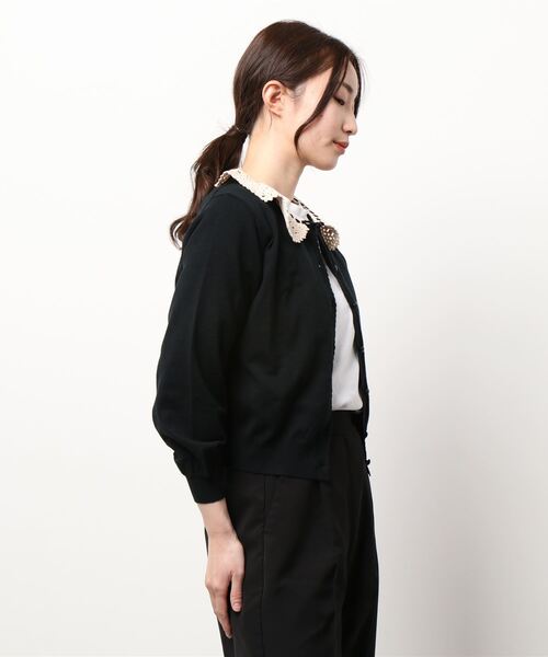 UNIVERVAL MUSE(ユニバーバル ミューズ)の「エミールコットン カーディガン(カーディガン/ボレロ・レディース・ブラック/オフホワイト・2)」の3枚目の写真