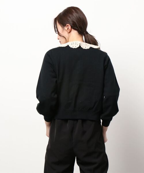 UNIVERVAL MUSE(ユニバーバル ミューズ)の「エミールコットン カーディガン(カーディガン/ボレロ・レディース・ブラック/オフホワイト・2)」の4枚目の写真