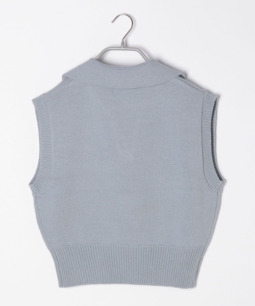 Heather(ヘザー)の「キーネックコンパクトベスト 271821(ベスト・レディース・オフホワイト/ブラック×ホワイト/ブルー・FREE)」の4枚目の写真