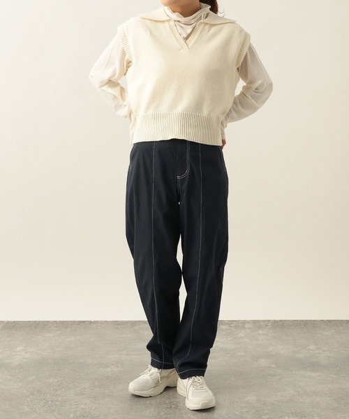 Heather(ヘザー)の「キーネックコンパクトベスト 271821(ベスト・レディース・オフホワイト/ブラック×ホワイト/ブルー・FREE)」の22枚目の写真