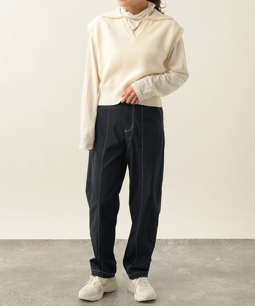 Heather(ヘザー)の「キーネックコンパクトベスト 271821(ベスト・レディース・オフホワイト/ブラック×ホワイト/ブルー・FREE)」の21枚目の写真