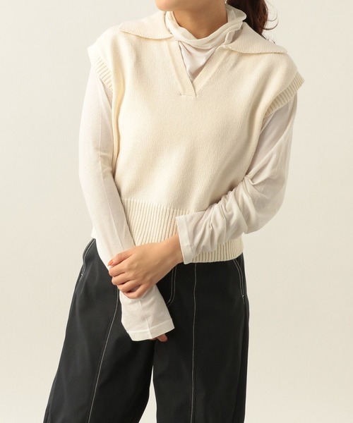 Heather(ヘザー)の「キーネックコンパクトベスト 271821(ベスト・レディース・オフホワイト/ブラック×ホワイト/ブルー・FREE)」の20枚目の写真