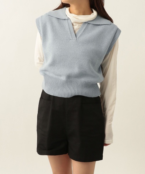 Heather(ヘザー)の「キーネックコンパクトベスト 271821(ベスト・レディース・オフホワイト/ブラック×ホワイト/ブルー・FREE)」の15枚目の写真