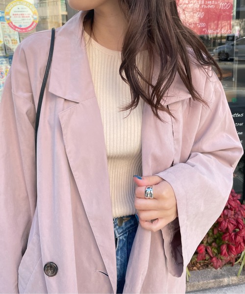Meli rich(メリーリッチ)の「こなれ感をプラス。ダブルボタントレンチコート(トレンチコート・レディース・ベージュ/ネイビー/グレー/ピンクベージュ・MEDIUM/LARGE)」の11枚目の写真