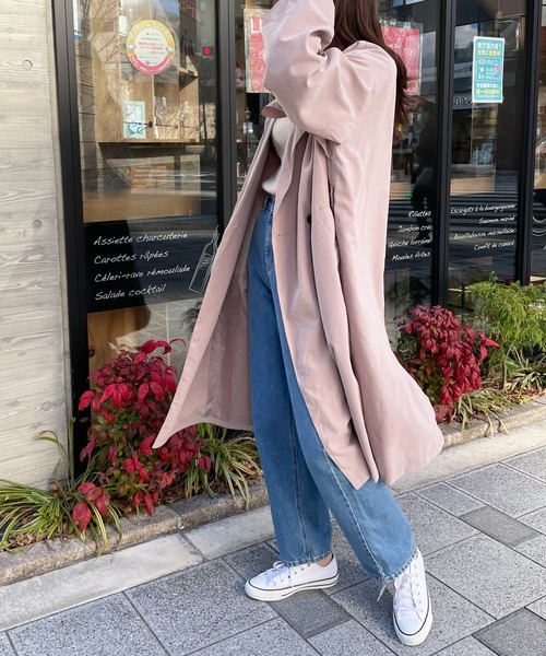 Meli rich(メリーリッチ)の「こなれ感をプラス。ダブルボタントレンチコート(トレンチコート・レディース・ベージュ/ネイビー/グレー/ピンクベージュ・MEDIUM/LARGE)」の12枚目の写真