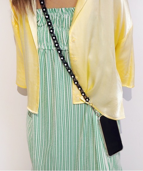 Casselini（キャセリーニ）の「【直営店限定】 Casselini(キャセリーニ)ビーズモバイルストラップ＆クリアiPhoneケース（スマホケース/カバー・レディース・ホワイト/グレー/シルバー/イエロー・#10/#7/#8/#9/#5/#6/#4/#1/#3/#2）」の2枚目の写真