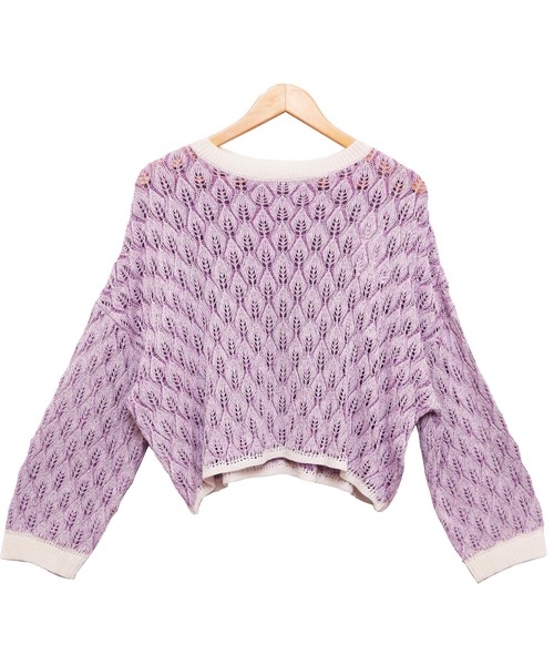 mili an deni（ミリアンデニ）の「かぎ針編みリーフ柄ショート