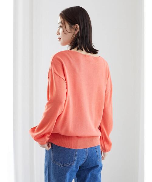 Green Parks(グリーンパークス)の「ボートネックニットプルオーバー*(ニット/セーター・レディース・グレイッシュベージュ/オレンジ/ブルー・FREE)」の13枚目の写真