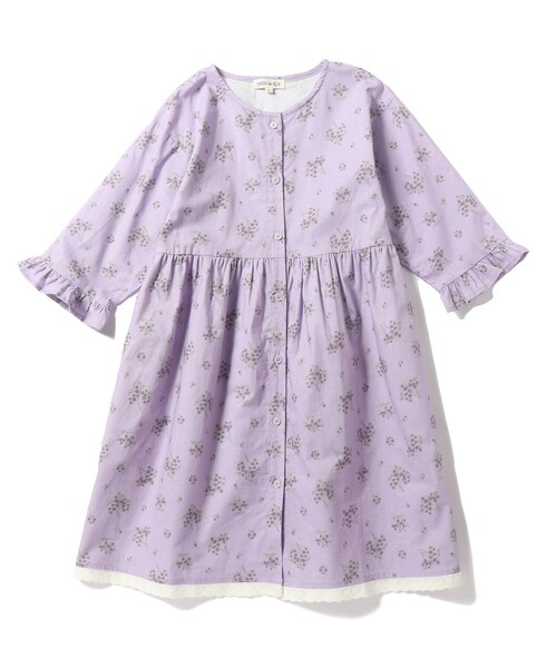 SHOO・LA・RUE（シューラルー）の「◆【100-140cm】花柄ギャザー切替ワンピース（ワンピース・キッズ・アイボリー系/ライトパープル・11/10/12/13/14）」の2枚目の写真