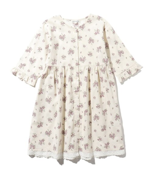 SHOO・LA・RUE（シューラルー）の「◆【100-140cm】花柄ギャザー切替ワンピース（ワンピース・キッズ・アイボリー系/ライトパープル・11/10/12/13/14）」の10枚目の写真