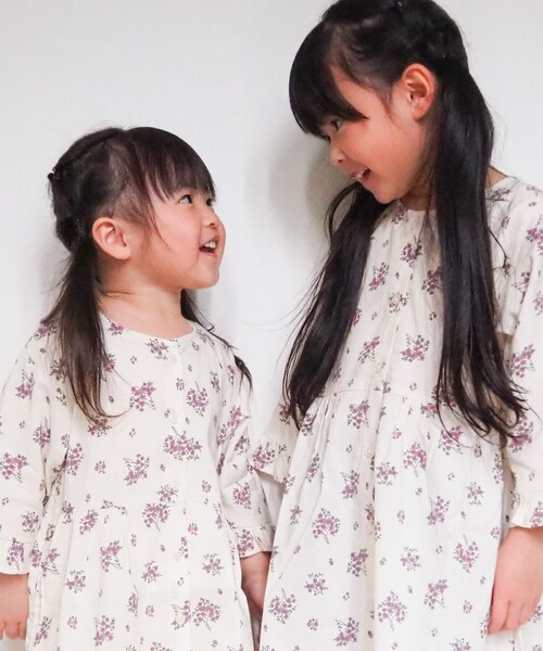 SHOO・LA・RUE（シューラルー）の「◆【100-140cm】花柄ギャザー切替ワンピース（ワンピース・キッズ・アイボリー系/ライトパープル・11/10/12/13/14）」の12枚目の写真