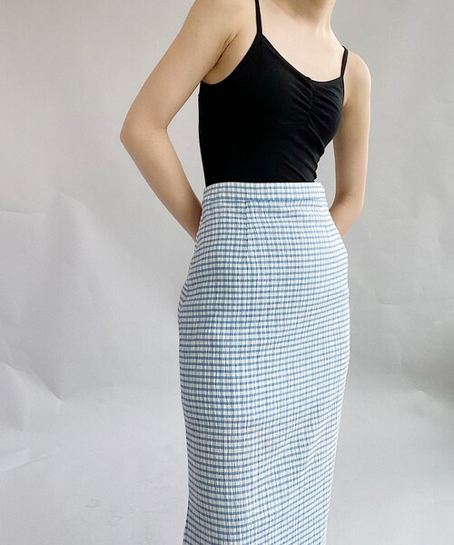Charles Chaton(シャルルシャトン)の「ギンガムスリットスカート(スカート・レディース・ホワイト/レッド/サックスブルー・36/34)」の8枚目の写真