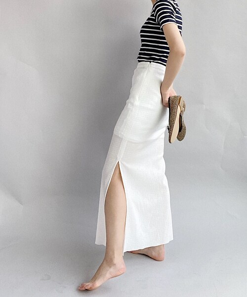 Charles Chaton(シャルルシャトン)の「ギンガムスリットスカート(スカート・レディース・ホワイト/レッド/サックスブルー・36/34)」の10枚目の写真