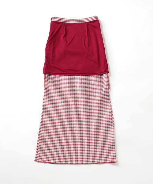 Charles Chaton(シャルルシャトン)の「ギンガムスリットスカート(スカート・レディース・ホワイト/レッド/サックスブルー・36/34)」の21枚目の写真