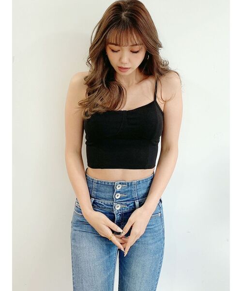 GYDA(ジェイダ)の「コルセットデザインビスチェ(キャミソール・レディース・ブラック/オフホワイト・FREE)」の7枚目の写真