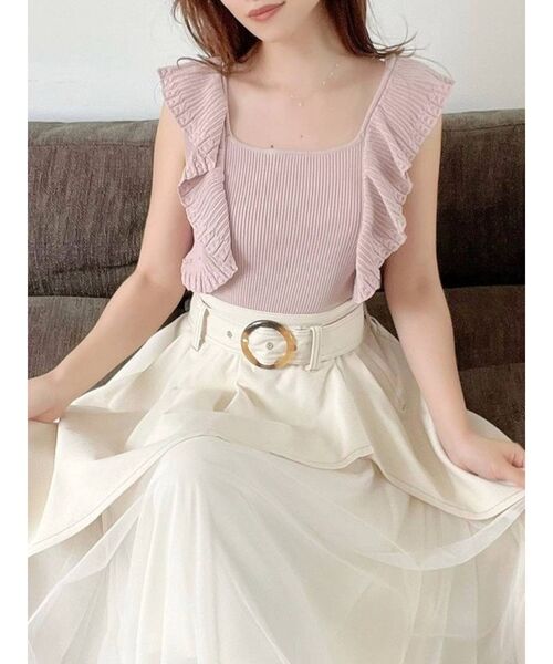 RESEXXY（リゼクシー）の「ラッフルフリルニット（ニット/セーター・レディース・ブラック/ピンク/ブルー/アイボリー・FREE）」の4枚目の写真