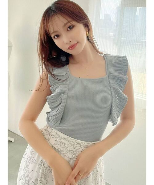 RESEXXY（リゼクシー）の「ラッフルフリルニット（ニット/セーター・レディース・ブラック/ピンク/ブルー/アイボリー・FREE）」の8枚目の写真