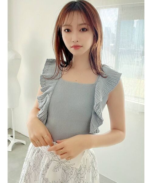 RESEXXY（リゼクシー）の「ラッフルフリルニット（ニット/セーター・レディース・ブラック/ピンク/ブルー/アイボリー・FREE）」の9枚目の写真