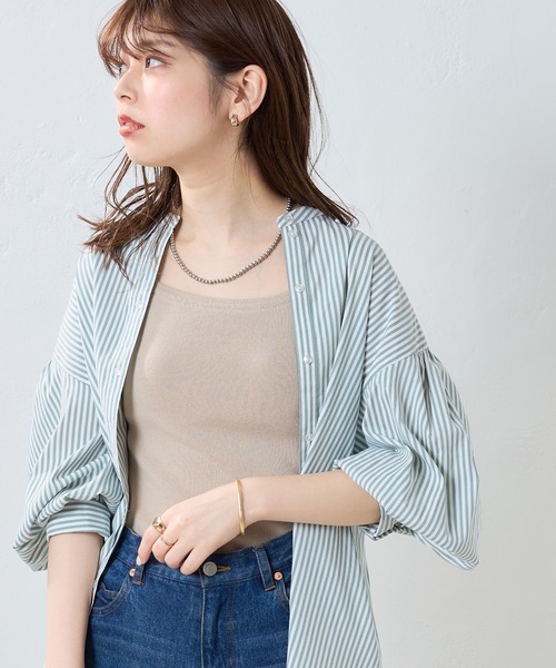 natural couture（ナチュラルクチュール）の「今季1枚は持っていたいマストアイテム　総針ニットカップつきタンク（キャミソール・レディース・オフホワイト/ブラック/ベージュ/ブルー・FREE）」の11枚目の写真