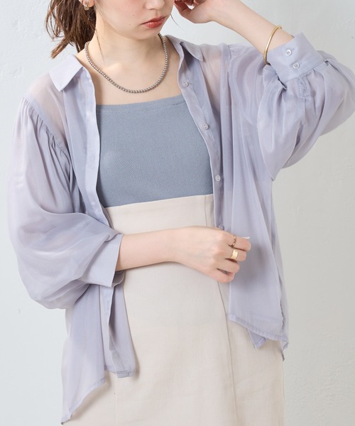 natural couture（ナチュラルクチュール）の「今季1枚は持っていたいマストアイテム　総針ニットカップつきタンク（キャミソール・レディース・オフホワイト/ブラック/ベージュ/ブルー・FREE）」の13枚目の写真