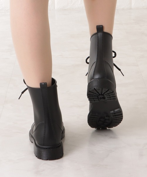 セール】ショート丈レースアップレインブーツ（レインシューズ