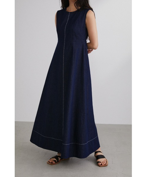 STYLEMIXER（スタイルミキサー）の「ステッチラインデニムワンピース（ワンピース・レディース・インディゴブルー・MEDIUM/SMALL）」の2枚目の写真