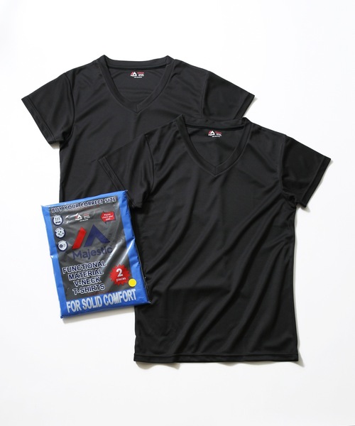 MAJESTIC(マジェスティック)の「【Majestic/マジェスティック】ドライメッシュVネックTシャツ 2枚組(Tシャツ/カットソー・メンズ・ホワイト/ブラック・X-LARGE/SMALL/MEDIUM)」の1枚目の写真