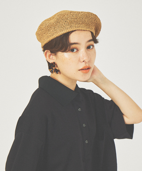 Abahouse Devinette（ドゥヴィネット）の「【RUBEN】ペーパーベレー帽（ハンチング/ベレー帽・レディース・ブラック/キャメル・フリー）」の2枚目の写真