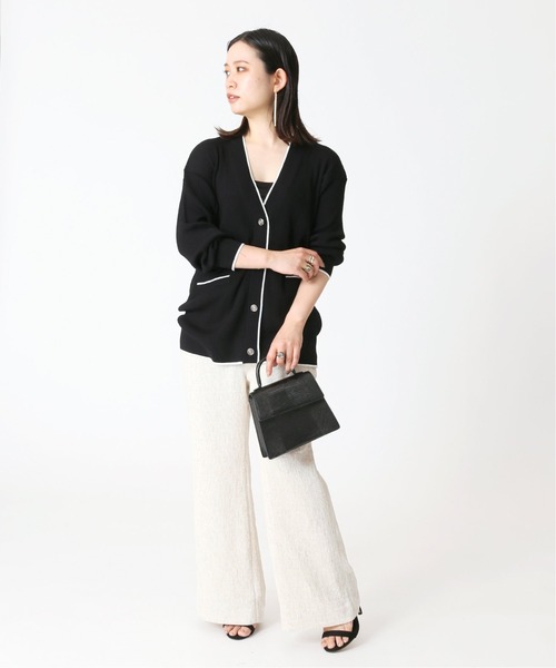 B.C STOCK（ベーセーストック）の「ラインVネックカーディガン（カーディガン/ボレロ・レディース・ホワイト/ブラック/グリーン・FREE）」の19枚目の写真