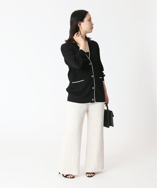 B.C STOCK（ベーセーストック）の「ラインVネックカーディガン（カーディガン/ボレロ・レディース・ホワイト/ブラック/グリーン・FREE）」の8枚目の写真