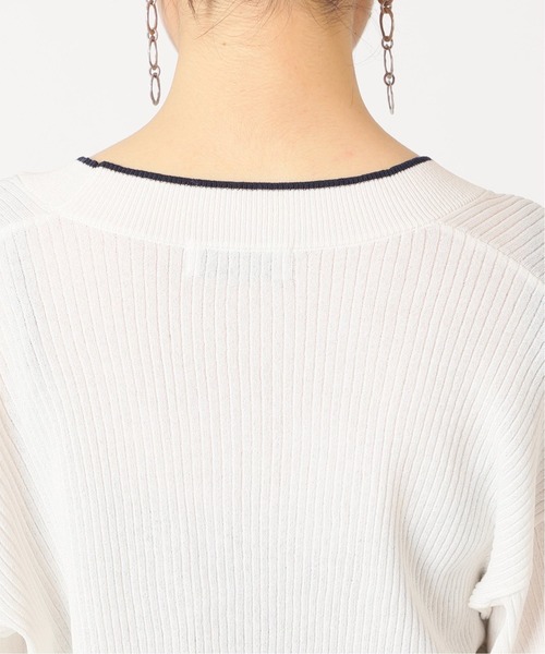 B.C STOCK（ベーセーストック）の「ラインVネックカーディガン（カーディガン/ボレロ・レディース・ホワイト/ブラック/グリーン・FREE）」の20枚目の写真