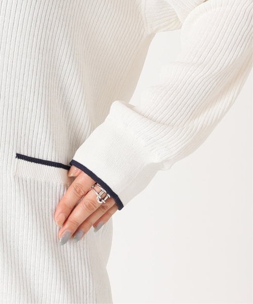 B.C STOCK（ベーセーストック）の「ラインVネックカーディガン（カーディガン/ボレロ・レディース・ホワイト/ブラック/グリーン・FREE）」の6枚目の写真