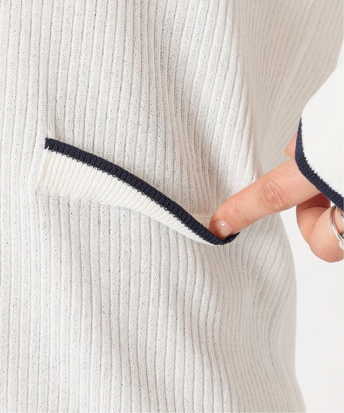 B.C STOCK（ベーセーストック）の「ラインVネックカーディガン（カーディガン/ボレロ・レディース・ホワイト/ブラック/グリーン・FREE）」の9枚目の写真