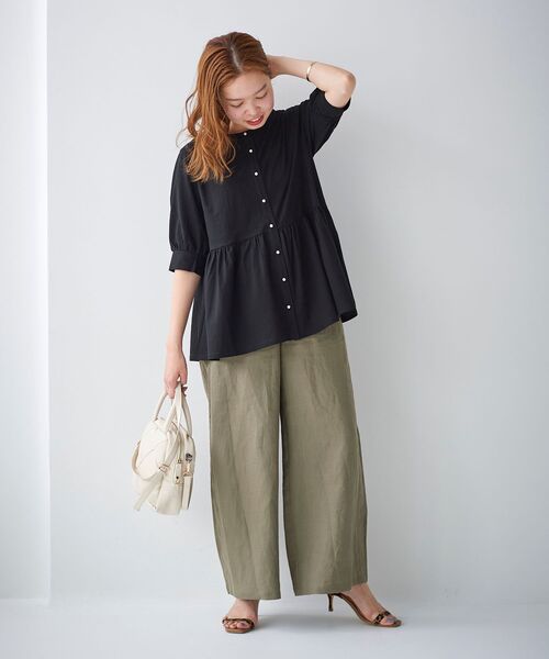 le.coeur blanc（ルクールブラン）の「パールボタンシルケット5分袖カーディガン（カーディガン/ボレロ・レディース・ブルー/ブラック/オフホワイト・38）」の9枚目の写真