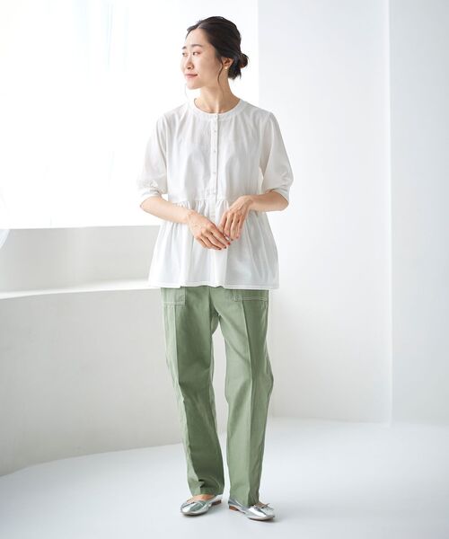 le.coeur blanc（ルクールブラン）の「パールボタンシルケット5分袖カーディガン（カーディガン/ボレロ・レディース・ブルー/ブラック/オフホワイト・38）」の12枚目の写真