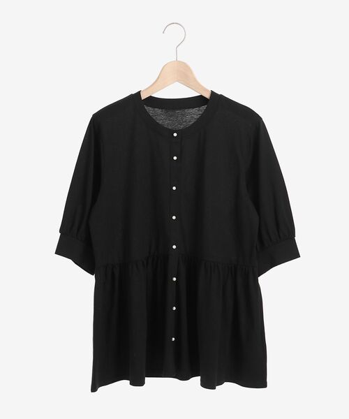 le.coeur blanc（ルクールブラン）の「パールボタンシルケット5分袖カーディガン（カーディガン/ボレロ・レディース・ブルー/ブラック/オフホワイト・38）」の15枚目の写真