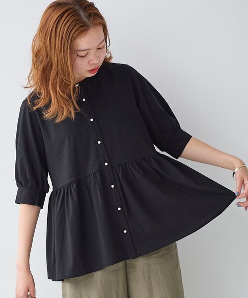 le.coeur blanc（ルクールブラン）の「パールボタンシルケット5分袖カーディガン（カーディガン/ボレロ・レディース・ブルー/ブラック/オフホワイト・38）」の16枚目の写真