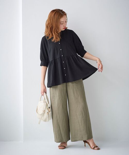 le.coeur blanc（ルクールブラン）の「パールボタンシルケット5分袖カーディガン（カーディガン/ボレロ・レディース・ブルー/ブラック/オフホワイト・38）」の21枚目の写真