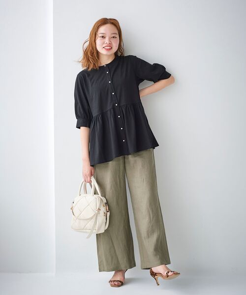 le.coeur blanc（ルクールブラン）の「パールボタンシルケット5分袖カーディガン（カーディガン/ボレロ・レディース・ブルー/ブラック/オフホワイト・38）」の22枚目の写真