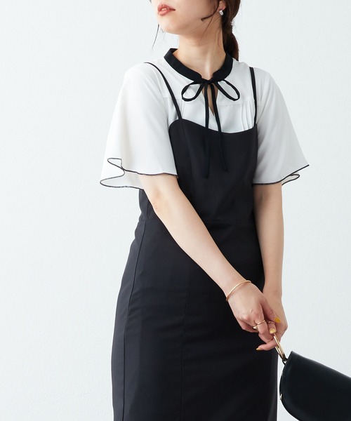 natural couture（ナチュラルクチュール）の「ピンタックデザインがポイント 配色リボンフレア袖ブラウス（シャツ/ブラウス・レディース・オフホワイト/ベージュ/カーキ/ネイビー/ドット/ピンクベージュ/その他1/グレイッシュベージュ・FREE）」の11枚目の写真