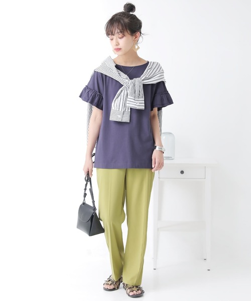 n'OrLABEL（ノアールレーベル）の「『袖フリルTシャツ』（Tシャツ/カットソー・レディース・ブラック/ネイビー/オフホワイト/グリーン/コーラルピンク・1/2）」の10枚目の写真