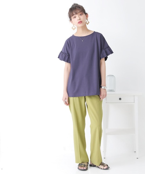 n'OrLABEL（ノアールレーベル）の「『袖フリルTシャツ』（Tシャツ/カットソー・レディース・ブラック/ネイビー/オフホワイト/グリーン/コーラルピンク・1/2）」の16枚目の写真