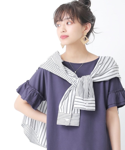 n'OrLABEL（ノアールレーベル）の「『袖フリルTシャツ』（Tシャツ/カットソー・レディース・ブラック/ネイビー/オフホワイト/グリーン/コーラルピンク・1/2）」の12枚目の写真