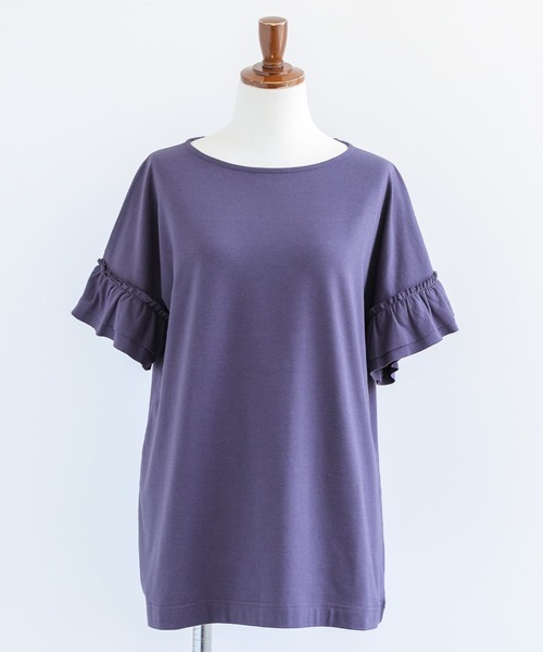 n'OrLABEL（ノアールレーベル）の「『袖フリルTシャツ』（Tシャツ/カットソー・レディース・ブラック/ネイビー/オフホワイト/グリーン/コーラルピンク・1/2）」の7枚目の写真