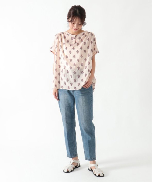 LBC(エルビーシー)の「india コットンプリントブラウス(シャツ/ブラウス・レディース・ホワイト/ダークグリーン・L/M)」の12枚目の写真
