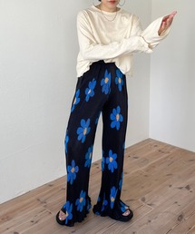 relax flower pleats pants / リラックスフラワープリーツパンツ