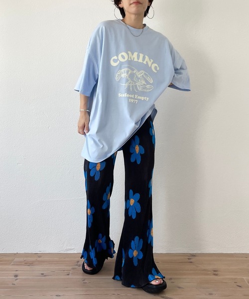 wee9s（ウィークス）の「relax flower pleats pants / リラックスフラワープリーツパンツ（その他パンツ・レディース・ブラック/グリーン・FREE）」の5枚目の写真