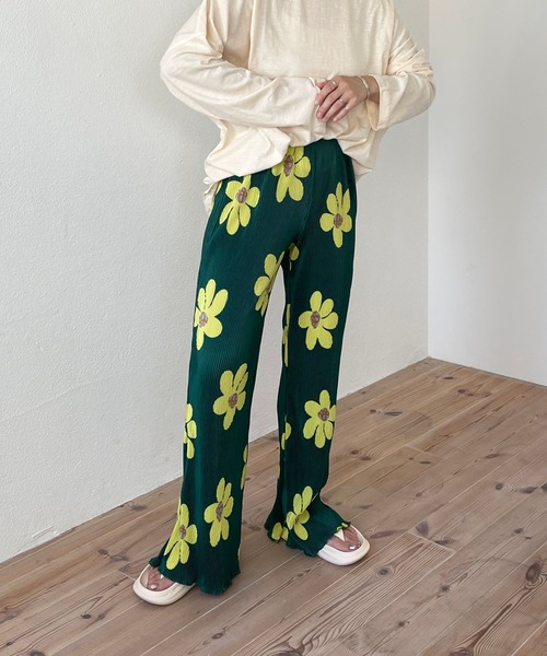wee9s（ウィークス）の「relax flower pleats pants / リラックスフラワープリーツパンツ（その他パンツ・レディース・ブラック/グリーン・FREE）」の22枚目の写真