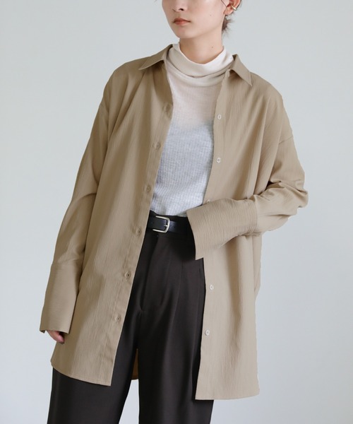 select MOCA（セレクトモカ）の「ロングカフスオーバーシャツ（シャツ/ブラウス・レディース・カーキ/ライトベージュ/テラコッタ・FREE）」の3枚目の写真