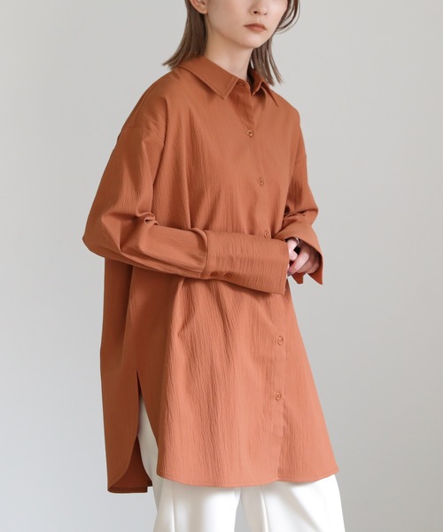 select MOCA（セレクトモカ）の「ロングカフスオーバーシャツ（シャツ/ブラウス・レディース・カーキ/ライトベージュ/テラコッタ・FREE）」の2枚目の写真
